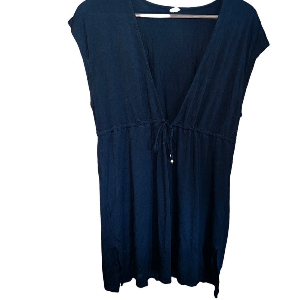 ‎Merona black v-neck beach cover up with drawstring waist size medium